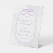 パープルリボン ウォーターカラー ブライダルシャワー 台座サイン (正面)
