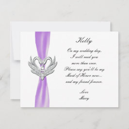 パープルリボン シルバースワン メイドオブオナー カード