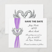 パープルリボン シルバースワン Save The Date カード (正面/裏面)