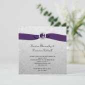 パープルリボン ジェム シルバー ポスト結婚式 招待状 (スタンド正面)