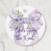 パープルリボン 彼女は結婚する ブライダルシャワー フェイバータグ (正面)