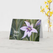 パープルリリーフラワーアートイースターカード カード (黄色い花)
