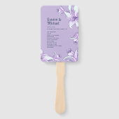 パープルリリー花フローラ春の結婚式プログラム ハンドファン (正面)