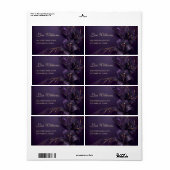 パープルリリー3Dフラワーズラグジュアリー名刺 ラベル (フルシート)