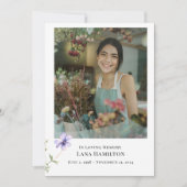 パープルリリー シンプル写真葬儀プログラム 招待状 (正面)