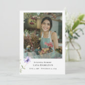 パープルリリー シンプル写真葬儀プログラム 招待状 (スタンド正面)