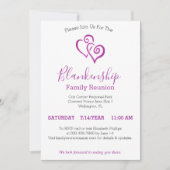 パープルリンクハートファミリー懇親会テンプレート 招待状 (正面)