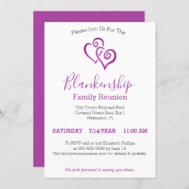 パープルリンクハートファミリー懇親会テンプレート 招待状