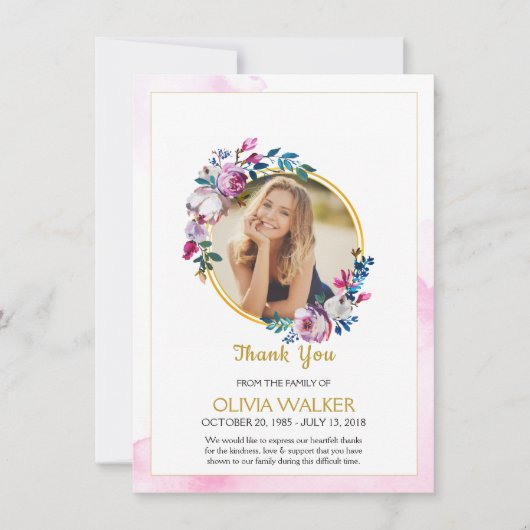 パープルリース葬儀サンキューカード サンキューカード (正面)