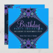 パープルリーフパーティー誕生日招待状 招待状 (正面/裏面)