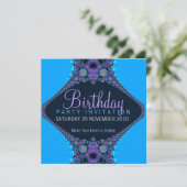 パープルリーフパーティー誕生日招待状 招待状 (スタンド正面)