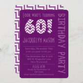 パープルルックウーザーズ60誕生日招待状 招待状 (正面/裏面)