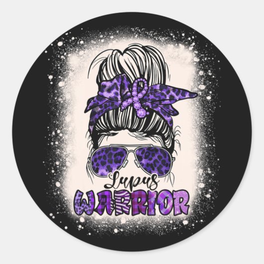 パープルルパス認識度レオパード乱雑ブンルパス ラウンドシール (正面)