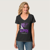 パープルルパス認識度女性絞り染め蝶 Tシャツ (正面フル)