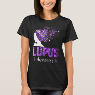 パープルルパス認識度女性絞り染め蝶 Tシャツ