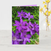 パープルルピンズフローラハッピーバースデー カード (黄色い花)