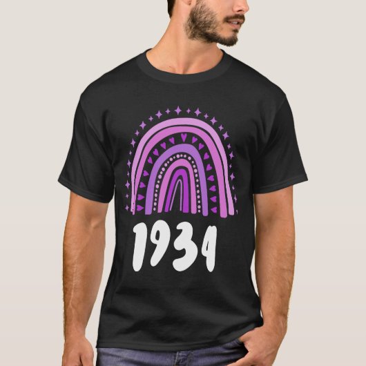 パープルレインボーイヤー誕生1934誕生日 Tシャツ (正面)