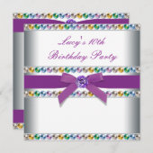 パープルレインボーガールズバースデーパーティー 招待状 (正面/裏面)