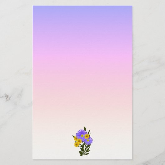 パープルレインボーグラデーションフローラカスタム両面 便箋 (裏面)