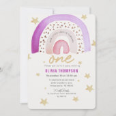 パープルレインボースターズファースト誕生日パーティー 招待状 (正面)