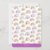 パープルレインボースターズ 1歳の誕生日パーティー 招待状 (裏面)