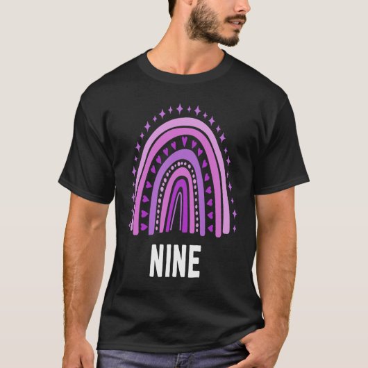 パープルレインボーナイン歳9日9誕生日 Tシャツ (正面)