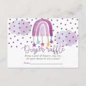 パープルレインボーベビーシャワーおむつラッフル エンクロージャーカード (正面)