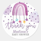 パープルレインボーベビーシャワーパステル ラウンドシール (正面)