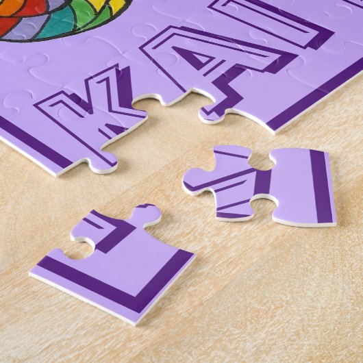 パープルレインボーポップ・アートの棒つきキャンデーキャンディチャイルド ジグソーパズル (側面)