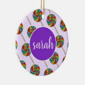 パープルレインボー棒つきキャンデーキャンディスイートロリーズ セラミックオーナメント (右)