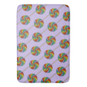 パープルレインボー棒つきキャンデーキャンディスイートロリーズ バスマット (正面縦)