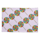 パープルレインボー棒つきキャンデーキャンディスイートロリーズ 枕カバー (裏面)