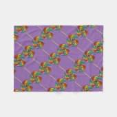 パープルレインボー棒つきキャンデースイートロリーキャンディ フリースブランケット (正面(横))