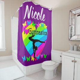 パープルレインボーI愛する体操デザイン シャワーカーテン