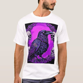 パープルレイヴングラフィックゴシッククロウデザイン ファッション Tシャツ