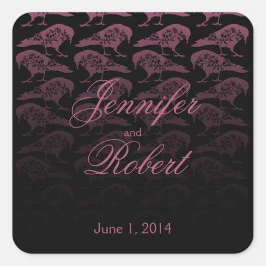 パープルレイヴン結婚ゴシック封筒用シール スクエアシール (正面)