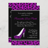 パープルレオパードアニマルプリントヒールバチェロレッテ 招待状 (正面/裏面)