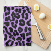 パープルレオパードスポットプリントパターン キッチンタオル (四つ折り)
