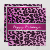 パープルレオパードホリデー招待状 招待状 (正面/裏面)