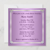 パープルレオパード ダイヤモンドリボン ベビーシャワー招待状 招待状 (裏面)