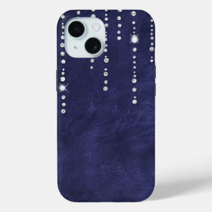 パープルレザーのダイヤモンド iPhone 15ケース