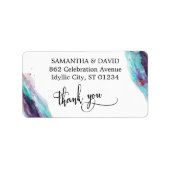 パープルレッドアクアウォーター色アート抽象芸術 ラベル (正面)