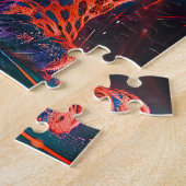 パープルレッドターコイズネオンジャガーライト ジグソーパズル (側面)