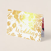 パープルレッドピンクゴールドフォイル結婚式招待状 箔カード (正面)