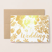 パープルレッドピンクゴールドフォイル結婚式招待状 箔カード (封筒付き正面)