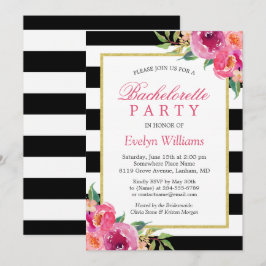 パープルレッドピンク明るい赤紫色フローラバチェロレッテ 招待状