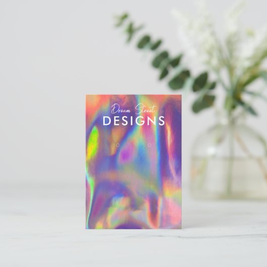 パープルレッドブルーフェイクホロイヤリングディスプレイカード 名刺 (スタンド正面)