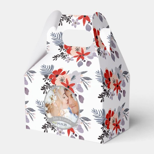 パープルレッドブルー赤面ピンクフローラリース結婚ズ フェイバーボックス (正面サイド)