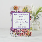 パープルレッドポピーフローラ60th誕生日招待状 招待状 (スタンド正面)
