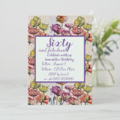 パープルレッドポピーフローラ60th誕生日招待状 招待状 (スタンド正面)